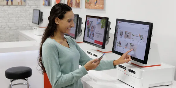 Lady holding prints